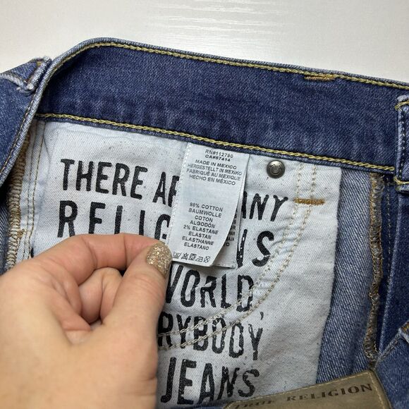 True Religion Ricky Relaxed Straight Denim Jeans Mens Distressed Size 34x32 - Picture 7 of 10